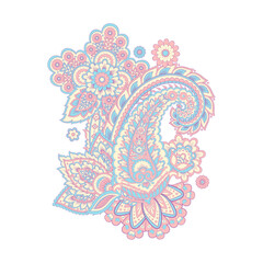 Damask paisley isolated vector floral ornament