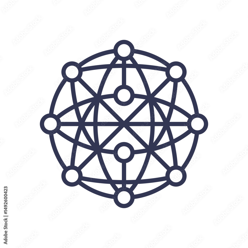 Aufkleber geometric network symbolizing global connectivity and interconnected systems.