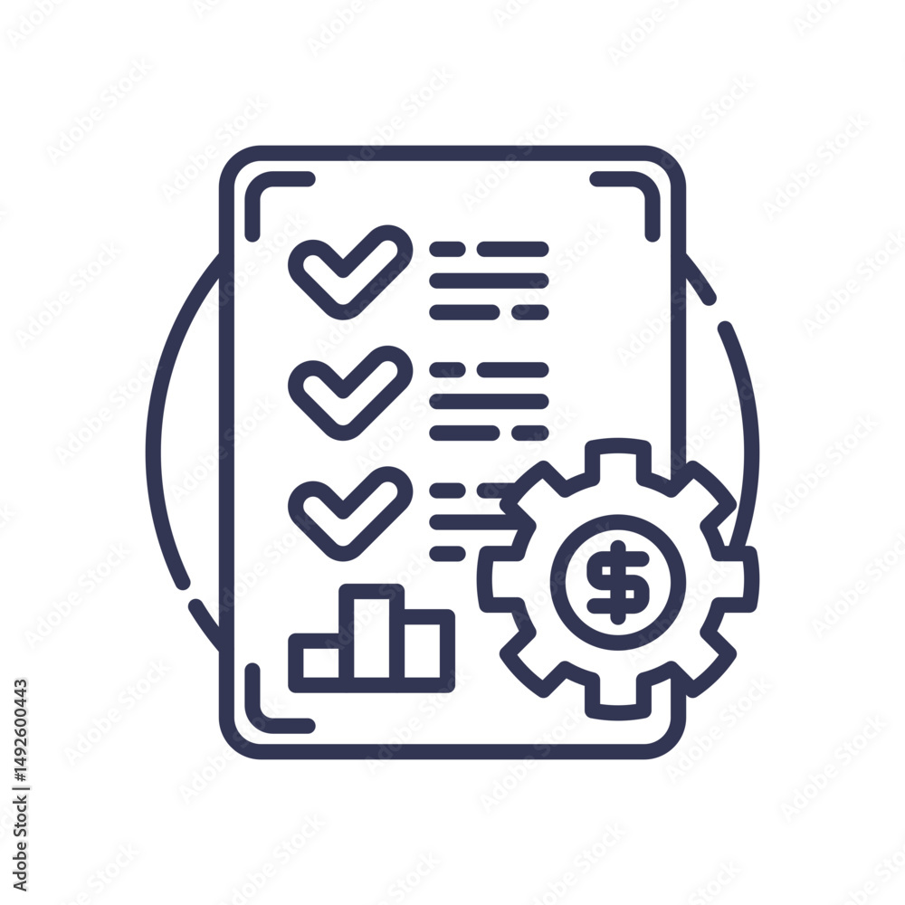Poster checklist and gear symbolize cost-efficient maintenance optimization.