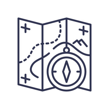 folded map with compass navigation clip art preview