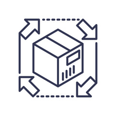 Box with arrows symbolizes efficient supply chain and logistics management.