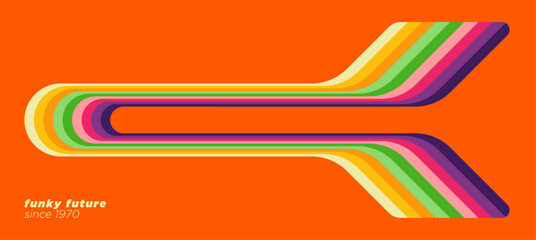 A 1970s-inspired retro futuristic abstract background with vibrant lines. Vector illustration.