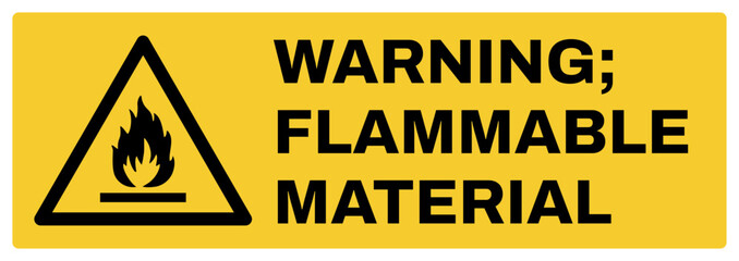 Obraz premium warning safety signs v2 uppercase text_warning ; flammable material_landscape size 1/2 a4,a3,a2,a1 