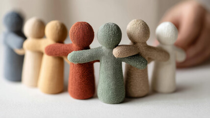 Fabric figures symbolizing unity and teamwork.