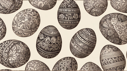 Decorative patterned Easter eggs on a light background