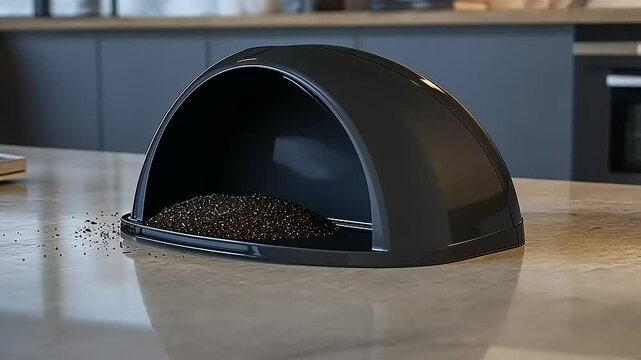 Stylish Black Bread Box in Modern Kitchen