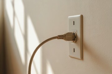 Ethernet Cable Plugged into Wall Socket for Internet Connection