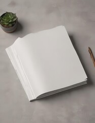 Modern vertical photo album mockup; customizable blank pages, clean lines, subtle shadow,  album design,  photo album template,  album mockup template