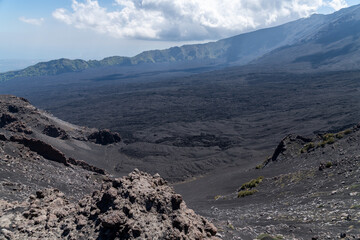 Volcanic landscape view from Mount Etna