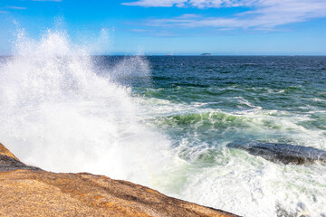 Fototapeta premium Ipanema Beach Water Waves and Rocks Rio de Janeiro Brazil.