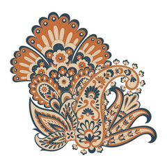 Paisley isolated. Card with paisley isolated for design. Floral vector pattern. Embroidery floral vector pattern.