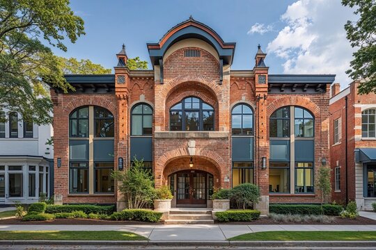 Unique Brick Design Office Building with Distinctive Architecture and Charming Features