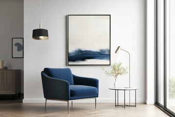 Modern abstract painting displayed in a stylish room.