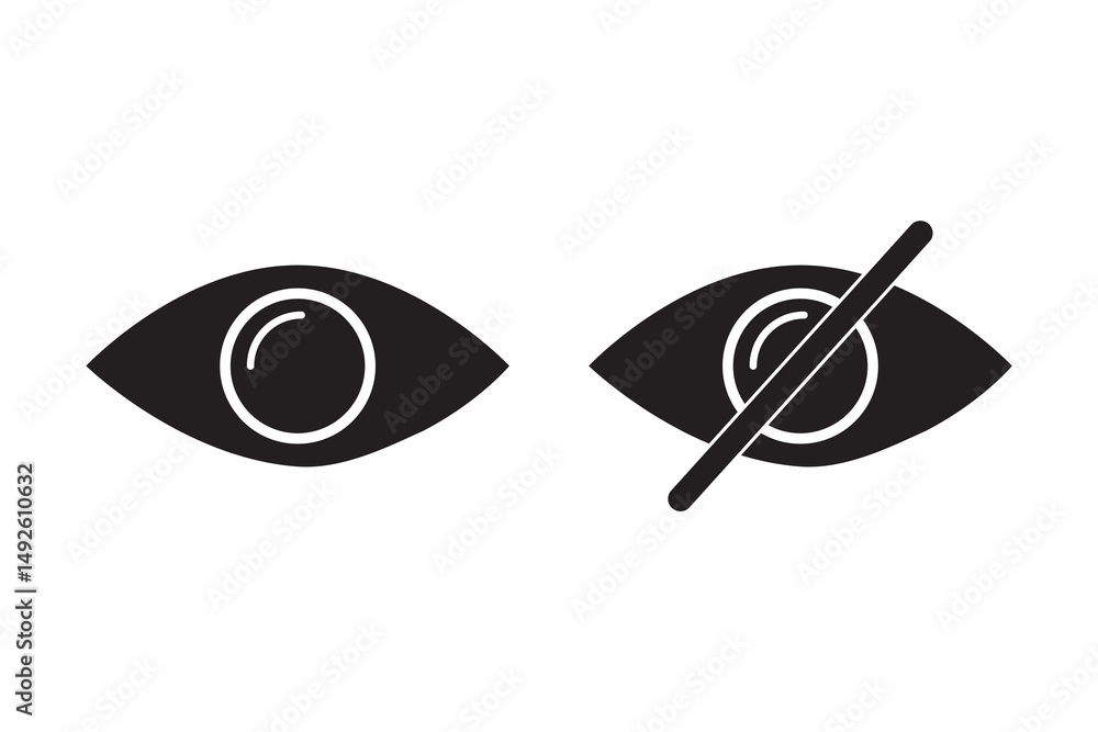 Poster Eye password hidden view private vector icon. Hidden eye password look web icon design. eps10