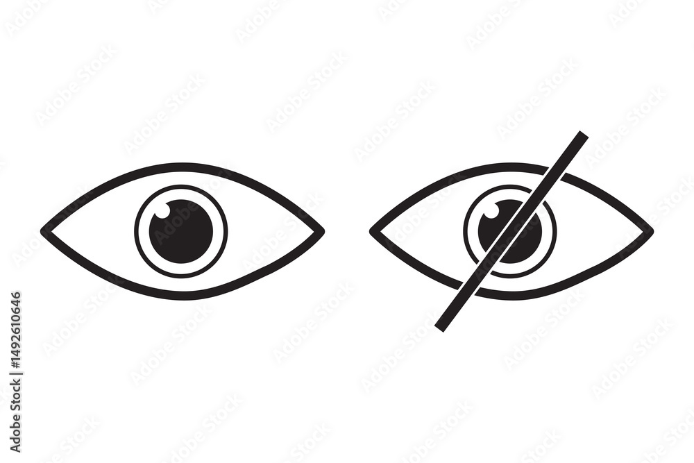 Poster eye password hidden view private vector icon. hidden eye password look web icon design. eps10