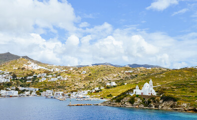 Greek Paros Island port panoramic view