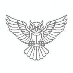 Dotwork Owl with Spread Wings Illustration