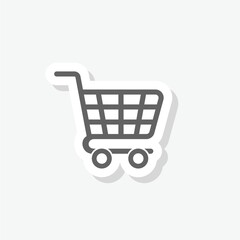 Trolley icon, Shopping Cart Logo sticker isolated on gray background