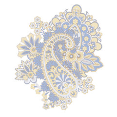 Paisley isolated. Card with paisley isolated for design. Floral vector pattern. Embroidery floral vector pattern.