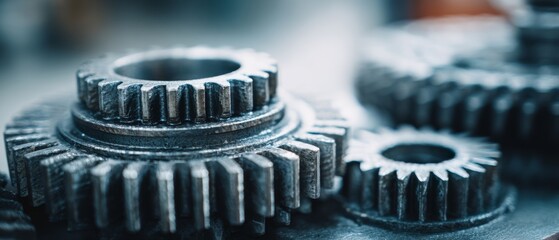 An up-close glimpse of interlocking gears, highlighting their detailed craftsmanship and the essence of mechanical harmony.