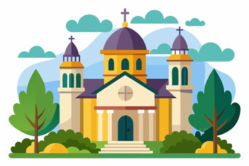 Fototapeta premium Church Building Vector Image