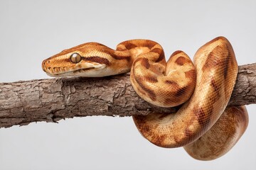 Obraz premium Elegant Python on Branch: A Serene, Studio-Style Portrait