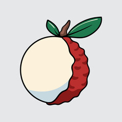 Lychee fruit simple isolated cartoon illustration with a light background
