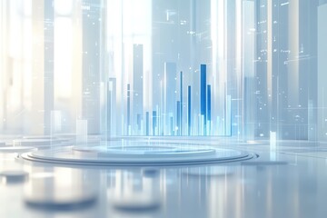 Futuristic city, abstract data visualizations, modern architecture