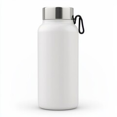 Clean Empty Metal Water Bottle with Stainless Steel Cap and Clip