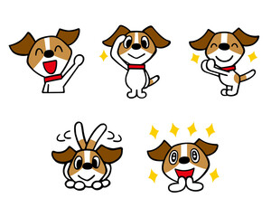 ジャックラッセルテリア犬キャラクター　セット12　(返事、敬礼、感激、他)