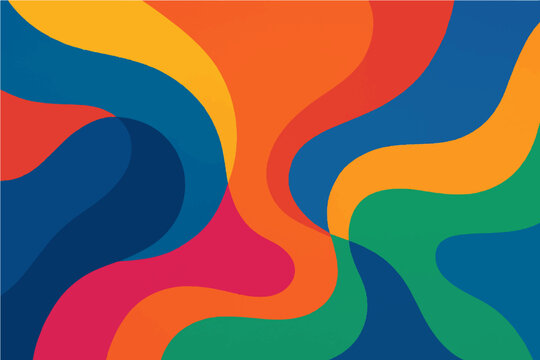 Abstract colorful waves vector design illustration art with rainbow hues and wavy lines.