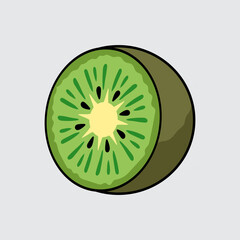 Kiwi fruit simple isolated cartoon illustration with a light background
