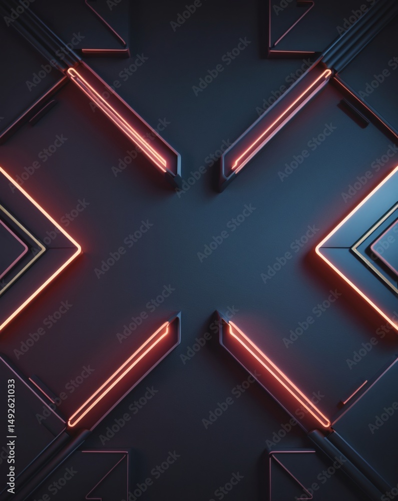 Aufkleber abstract technology background with glowing neon lights creating a modern, geometric design and cool light effects