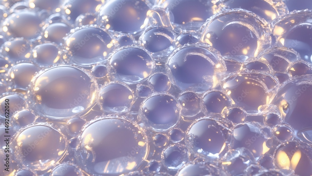 Poster a close-up shot of water bubbles with a mesmerizing and transparent texture, showcasing the beauty o