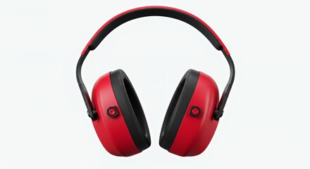 Crimson and Charcoal Hearing Protectors Isolated on White Background for Industrial Safety with Clean Focus