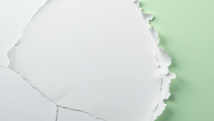 Abstract Background with Peeling White and Green Layers Creating a Textured Minimalist Design