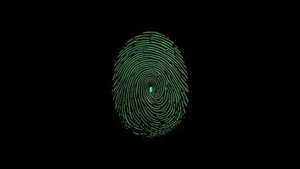Abstract Green Glowing Fingerprint Design Representing Digital Technology and Security