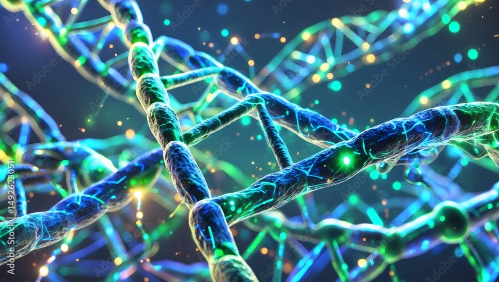 Aufkleber dna structure of a double helix with a futuristic style, showcasing the complexities of life