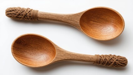 Beautifully Handcrafted Wooden Spoons with Unique Textured Handles for Natural Kitchen Aesthetics