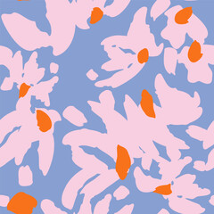 Naklejka premium Floral seamless pattern with pink flowers. Vector background, design, print