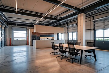 Modern Warehouse Facility with Stylish Office Space and Contemporary Aesthetic