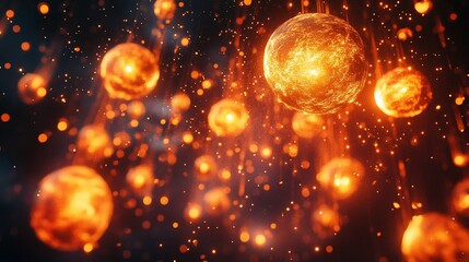 Abstract glowing orange spheres