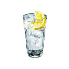 Refreshing Lemon and Ice Water in Highball Glass