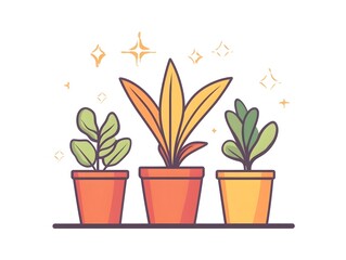 Fototapeta premium Vibrant Indoor Gardening: Stylish Potted Plants for Modern Home Decor and Eco-Friendly Wellness