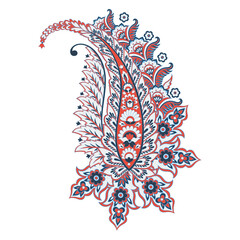 Paisley vector isolated pattern. Damask floral illustration in batik style