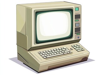 Vintage desktop computer illustration