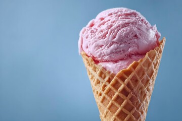 Pink Strawberry Ice Cream in a Waffle Cone: A Sweet, Creamy Delight
