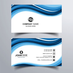 Beautiful modern blue wave business card design
