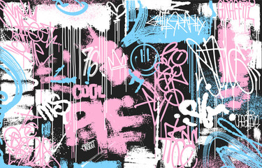 Graffiti Wall Tags Pattern, Street Art Design