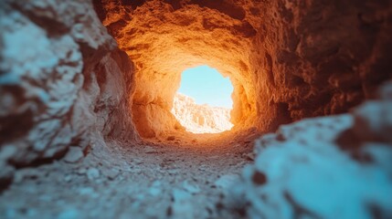 Cave opening with sunlight
